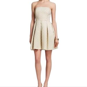 J. Crew Cream Strapless‎ Fit & Flare Dress Textured Party Cocktail Dress Size 16